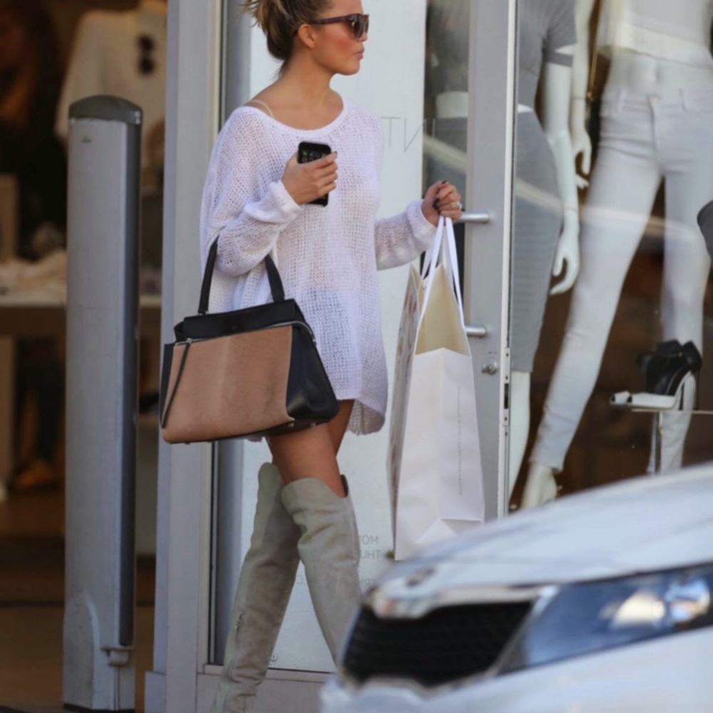 Chloe Suede Textured-Leather Over-The-Knee Boots